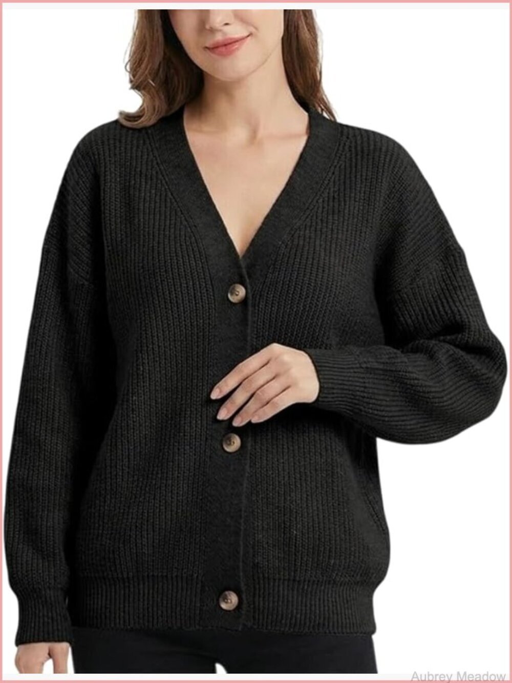Chunky Knit Cardigan Button Down Sweater Soft Warm V Neck Loose Fit Fall Winter